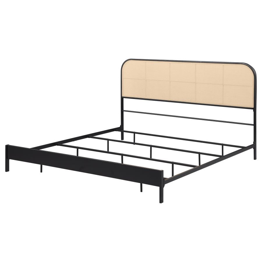 Amherst Radio Weave Rattan Metal Eastern King Bed Black - 360351KE