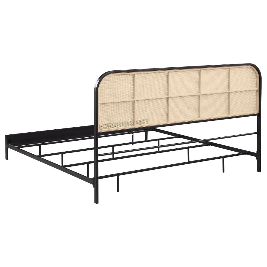 Amherst Radio Weave Rattan Metal Eastern King Bed Black - 360351KE
