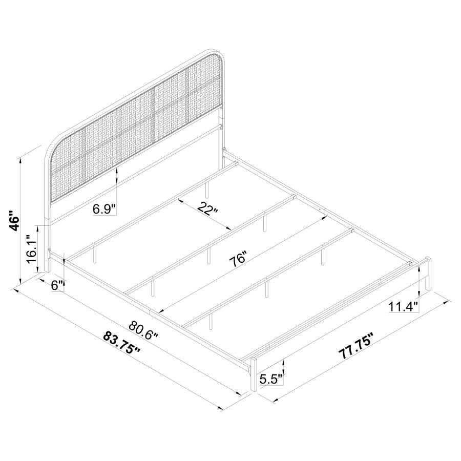 Amherst Radio Weave Rattan Metal Eastern King Bed Black - 360351KE