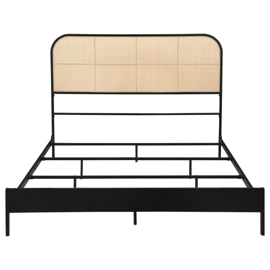 Amherst Radio Weave Rattan Metal Queen Bed Black - 360351Q