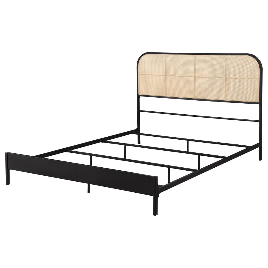 Amherst Radio Weave Rattan Metal Queen Bed Black - 360351Q