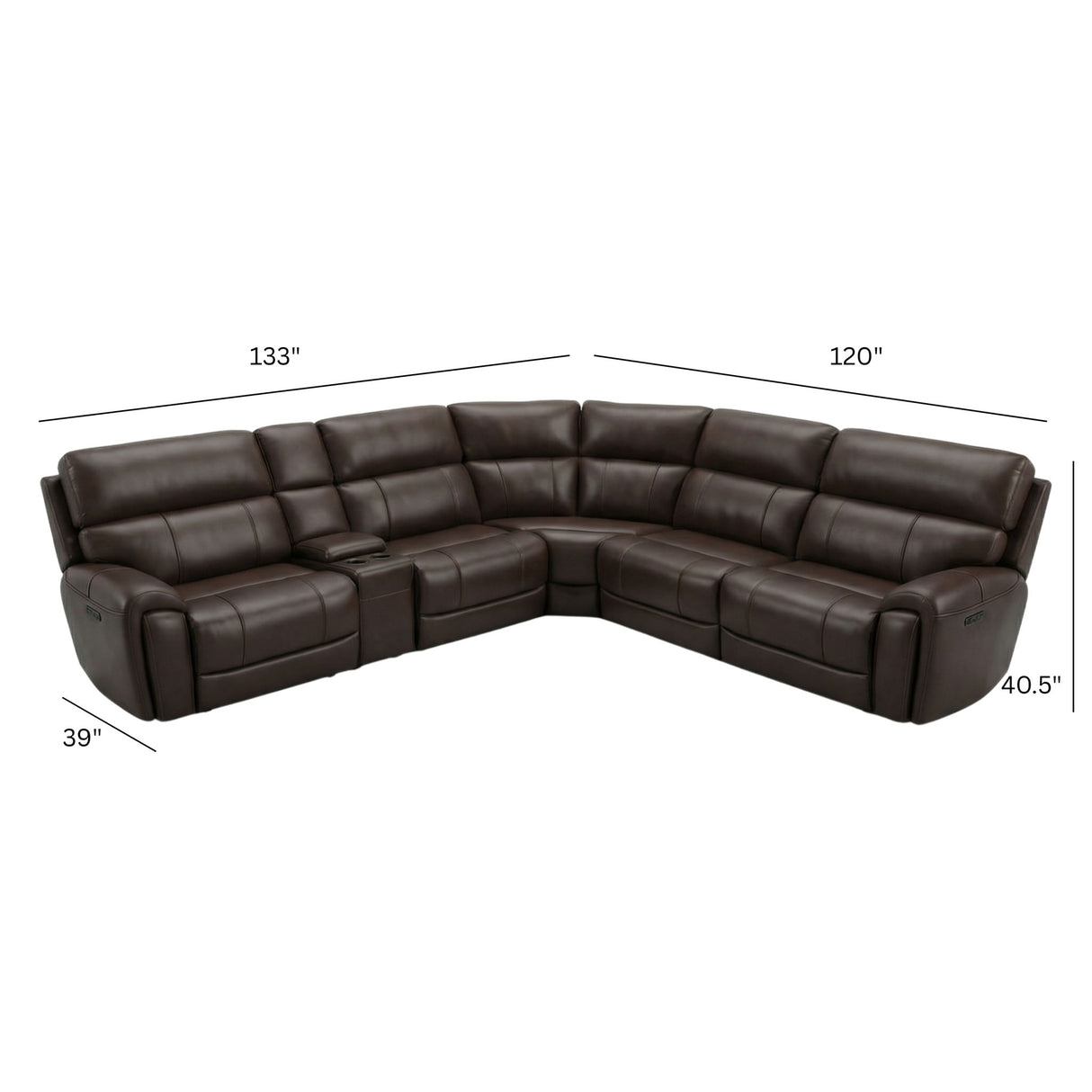 Brazil - Power Sectional With Adjustable Headrest & Footrest - Dark Brown