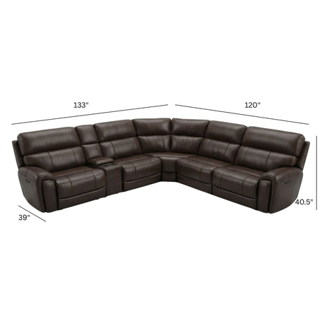 Brazil - Power Sectional With Adjustable Headrest & Footrest - Dark Brown
