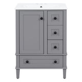 Bathroom Vanity With Integrated Basin, Soft Close Drawers, Door Mounted Double Layer Shelf