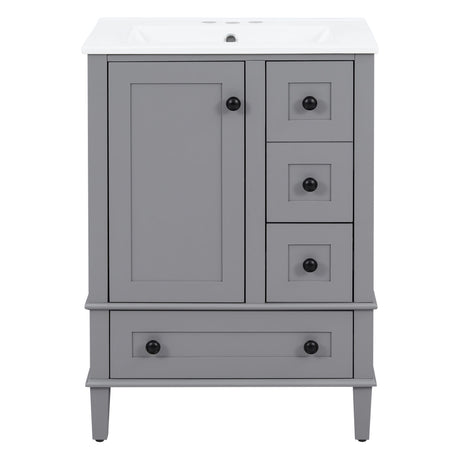 Bathroom Vanity With Integrated Basin, Soft Close Drawers, Door Mounted Double Layer Shelf