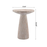 Fluted Pedestal Round Coffee Table - Beige / Yellow