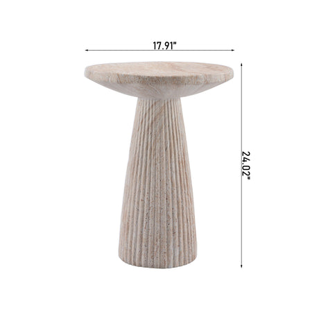 Fluted Pedestal Round Coffee Table - Beige / Yellow