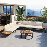 Modern Outdoor Sectional Sofa Set With Nesting Coffee Tables
