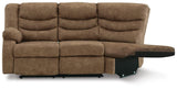Partymate Left-Arm Facing Reclining Loveseat with Half Wedge - 3690248