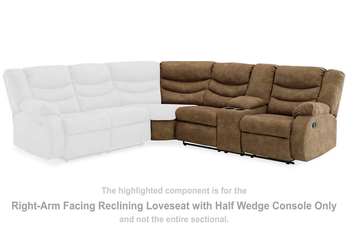 Partymate Right-Arm Facing Reclining Loveseat with Half Wedge Console - 3690249