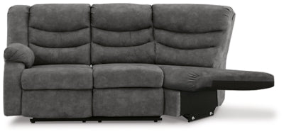 Partymate Left-Arm Facing Reclining Loveseat with Half Wedge - 3690348