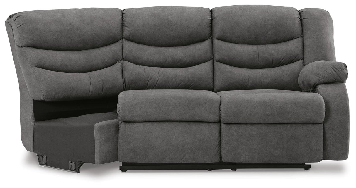Partymate Right-Arm Facing Reclining Loveseat with Half Wedge - 3690350