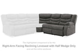 Partymate Right-Arm Facing Reclining Loveseat with Half Wedge - 3690350