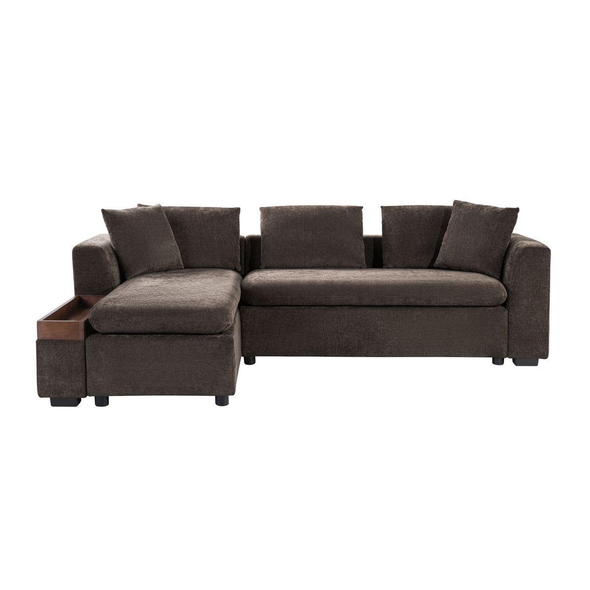 Modern L Shaped Sectional Sofa With Upholstery And Wooden Storage