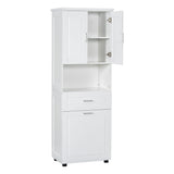 Tall Bathroom Cabinet With Tilt-Out Laundry Basket And Upper Storage
