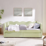 Gingham Daybed & USB Charging Port, Wave Shaped Design