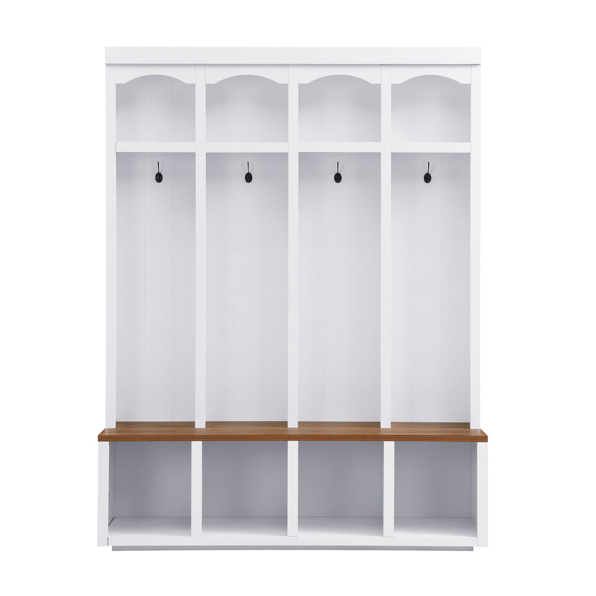 Entryway Hall Tree With Bench, 4 Hooks & Open Storage Space