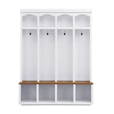 Entryway Hall Tree With Bench, 4 Hooks & Open Storage Space