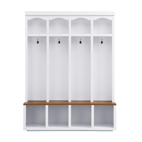 Entryway Hall Tree With Bench, 4 Hooks & Open Storage Space