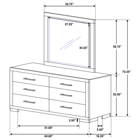 Polk - 6 Drawer Dresser With Mirror