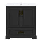 Bathroom Vanity With Sink, 1 Divided Drawer And 2 Soft Close Doors With Double Shelf