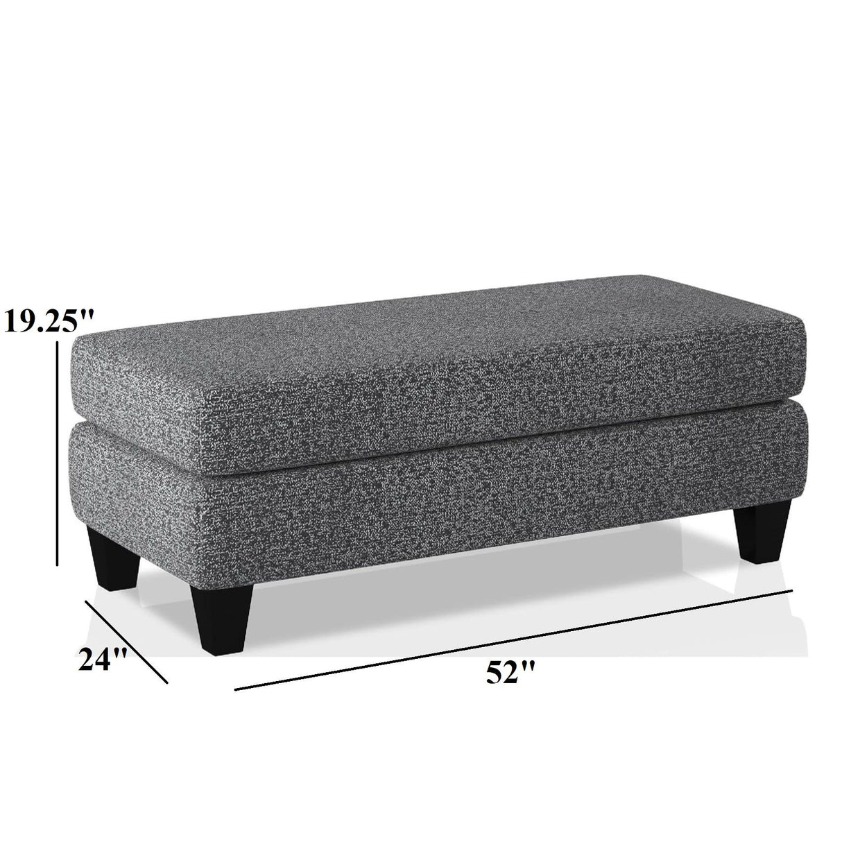 Ottoman With Plush Seat Living Room Furniture - Gray