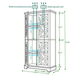 Modern Sideboard Buffet With 4 Mirrored Doors, Adjustable Shelves