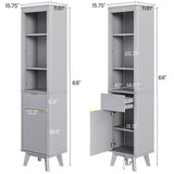 Tall Bathroom Storage Cabinet With Adjustable Shelves And 1 Drawer & Door