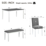 6 Piece Dining Table Set With Bench And Chairs