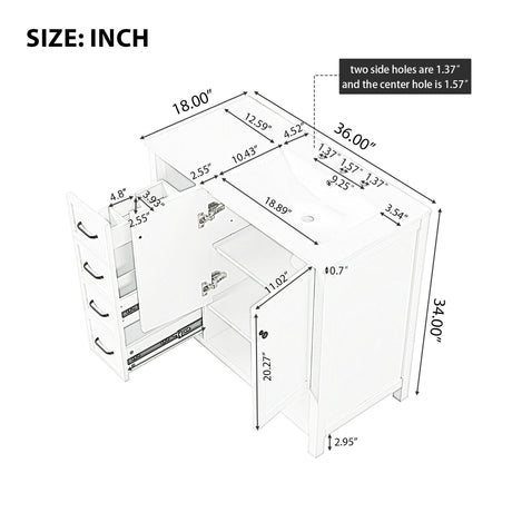 Bathroom Vanity With Sink Top, Bathroom Vanity Cabinet With 2 Doors And 2 Drawers, Open Shelf