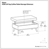 Owen - Lift Top Large Coffee Table Storage Ottoman, Mid Century Style