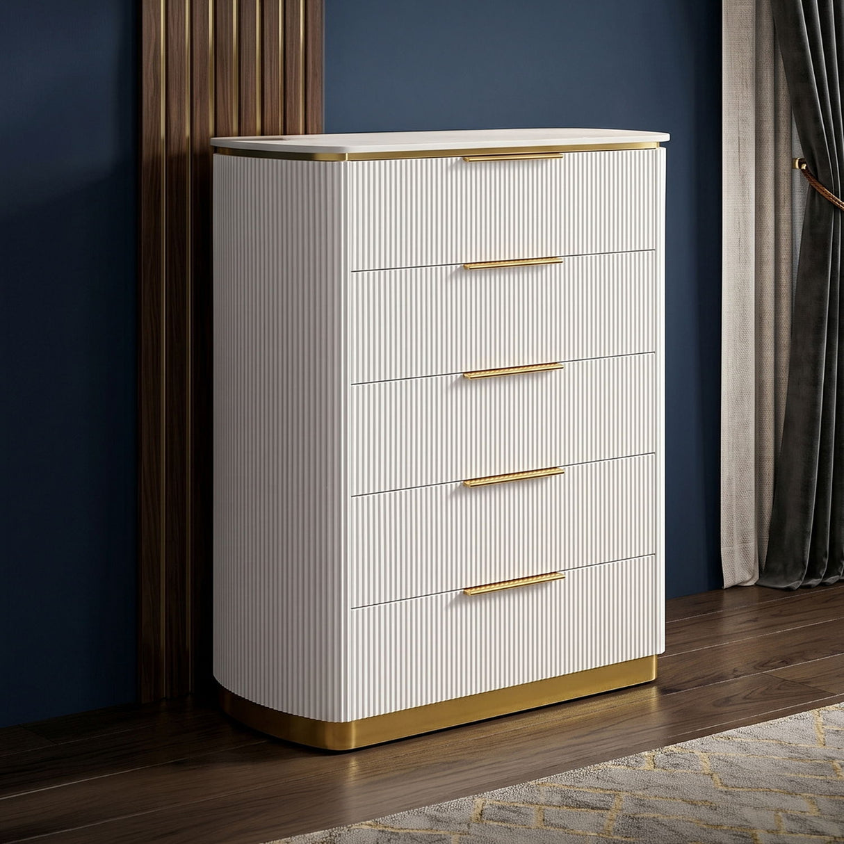 Giovanni - 5 Drawer Chest - White