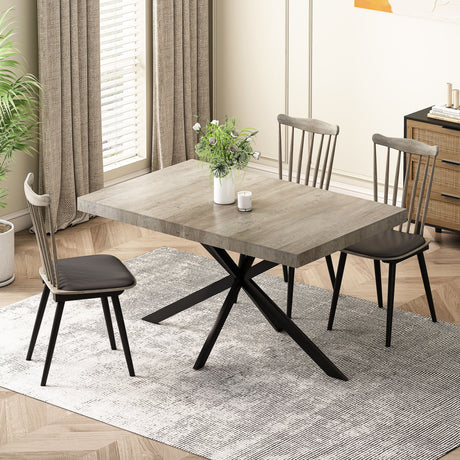 Retro Rectangular Stretch Dining Table With Embossed Center Plate