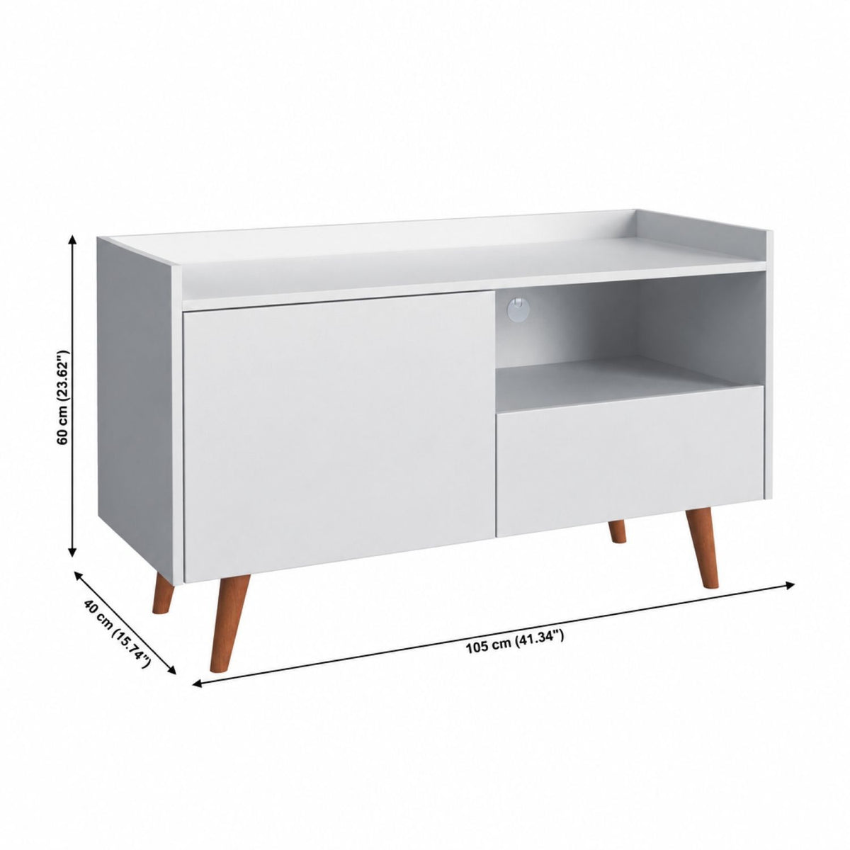 TV Stand For TVs Up To 45" With Open Storage Shelf, Cable Management, 1 Door And 1 Drawer