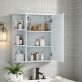 Bathroom Wall Storage Cabinet With Mirror And Adjustable Shelf, 6 Open Shelves