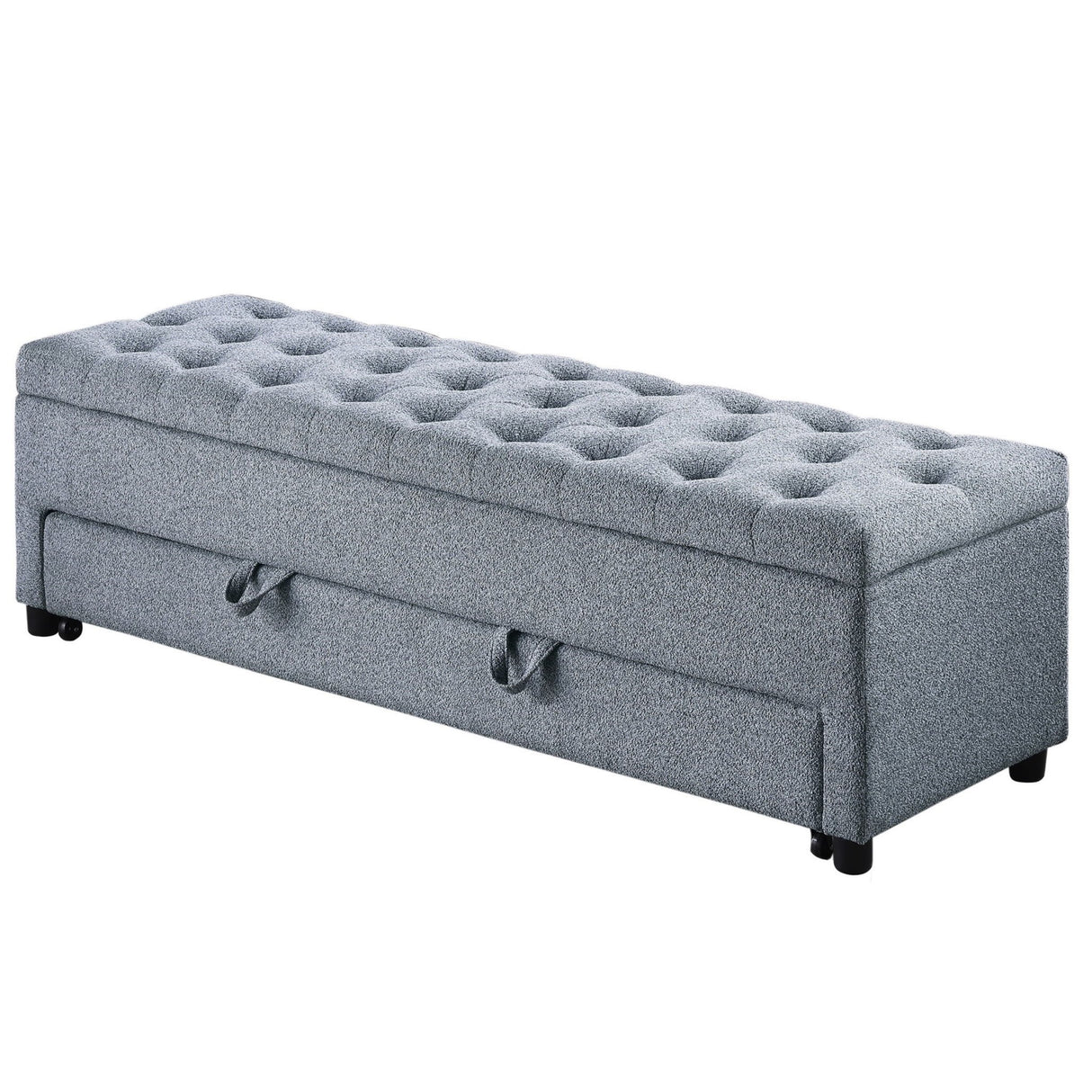 Storage Ottoman With Tufted Seat And Underseat Drawer
