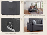 William - Sleeper Sofa With 2 USB Charging Ports And 4 Accent Pillows - Gray