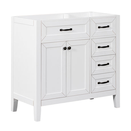 Modern Bathroom Vanity Base Only, 2 Doors And 3 Drawers