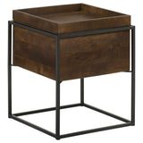 Ondrej - Square Accent Side Table With Removable Tray - Dark Brown