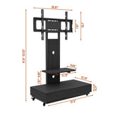 Mobile TV Cart With Push Pull Drawer, Lockable Wheels