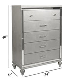 1 Piece Chest With 5 Drawers Snake Skin Bedroom Furniture - Silver