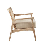 Chair With Cane Inset Back And Upholstered Seat - Light Brown