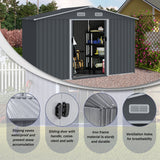 Outdoor Storage Shed Large Metal Tool Sheds, Heavy Duty Storage House With Sliding Doors