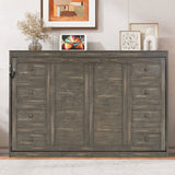 Murphy Bed With LED Light, Foldable Wall Bed Cabinet