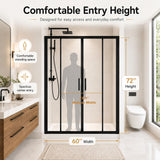Double Framed Sliding Shower Door - Matte Black