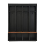 Entryway Hall Tree With Bench, 4 Hooks & Open Storage Space