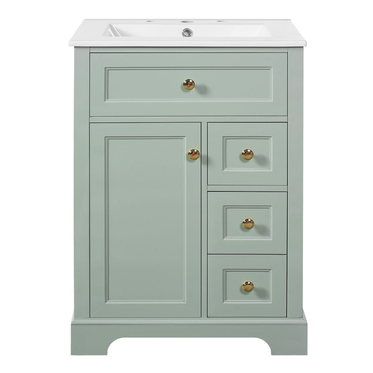 Modern Bathroom Vanity With Sink, 3 Drawers & Cabinet With 2 Tier Door Storage