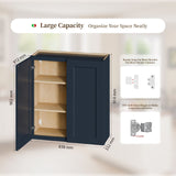 Shaker Wall Cabinet With Soft Close Hinges, Adjustable Shelves, Double Door