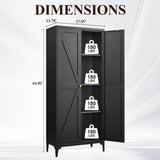 Adjustable 2 Door Kitchen Pantry Cabinet With Striped Design