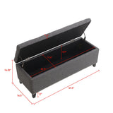 Button-Tufted Storage Ottoman With Safety Close Hinge
